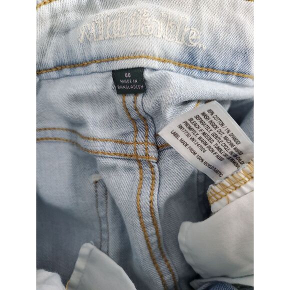 Wild Fable Denim Skirt Womens 00 Light Wash Distressed Raw Hem Pockets Casual Su - Picture 5 of 5